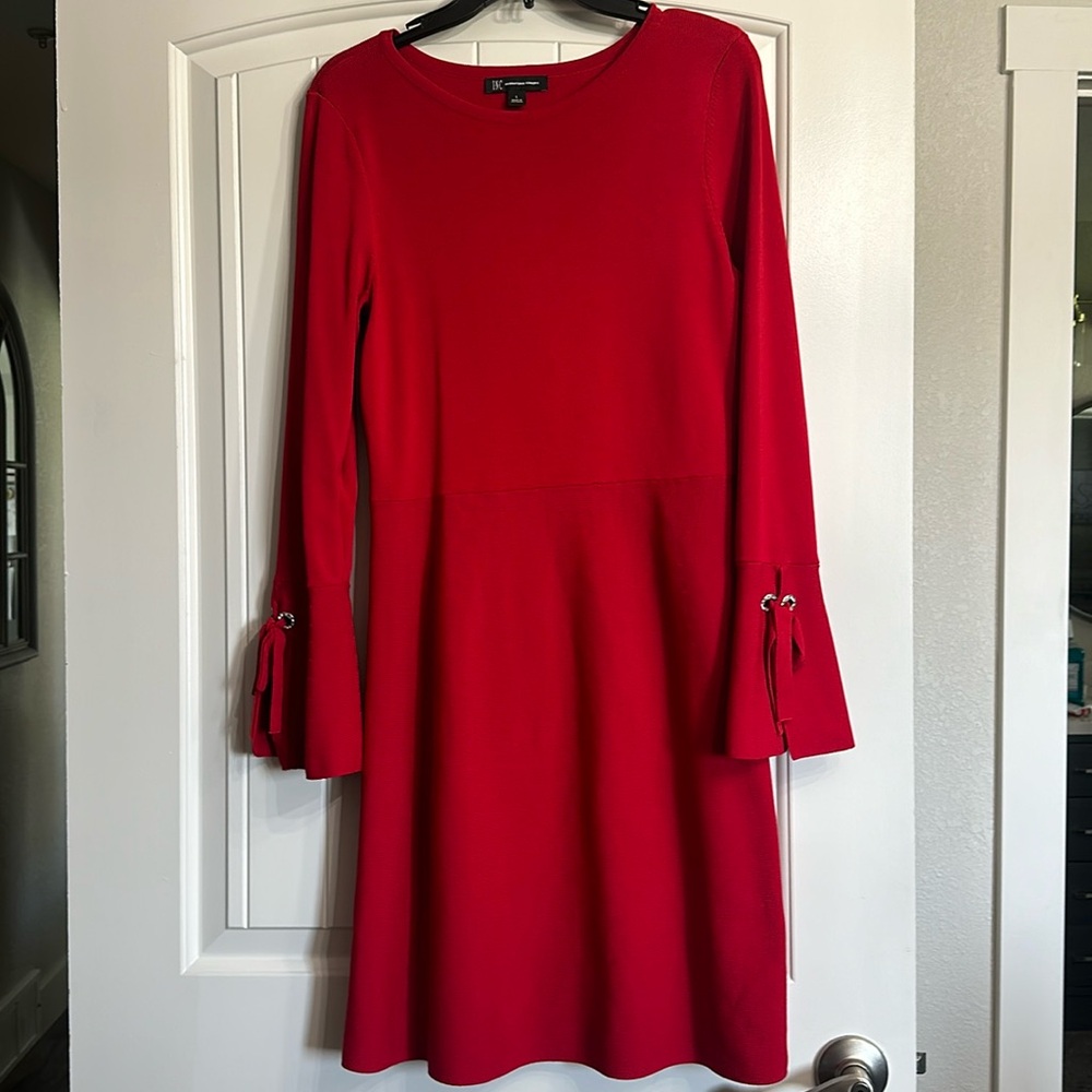 Red INC Dress with Bell Sleeves